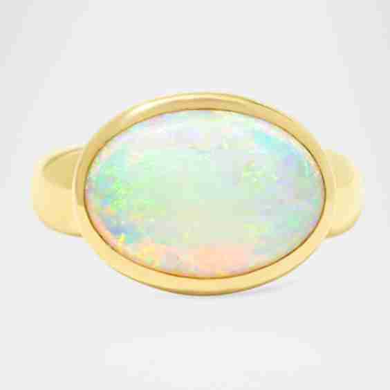 18K Yellow Gold Large Cabochon Gumdrop Statement Ring