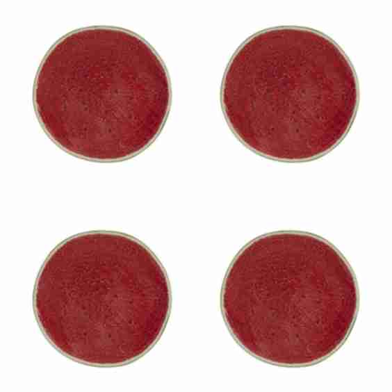 Set Of Four Watermelon Earthenware Fruit Plates