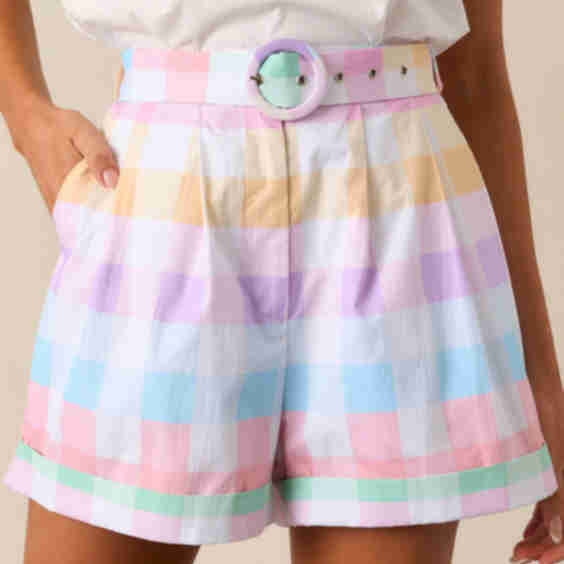 Alston Easter Soiree Plaid Cotton Cuffed Shorts