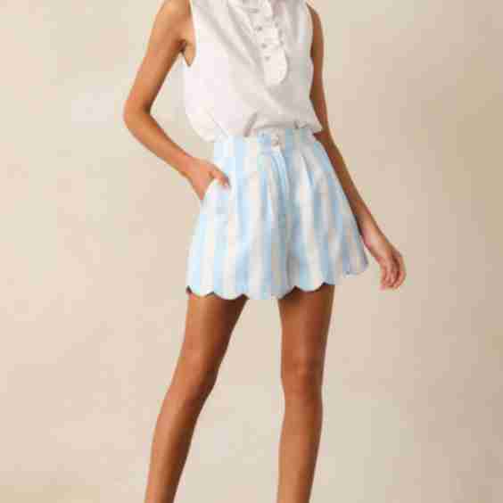 Sophia Stripe Scallop Shorts