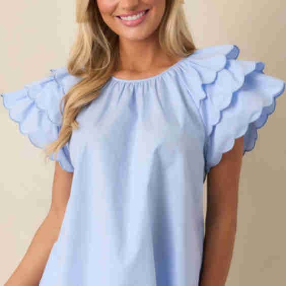Bianca Cotton Embroidered Scallop Top