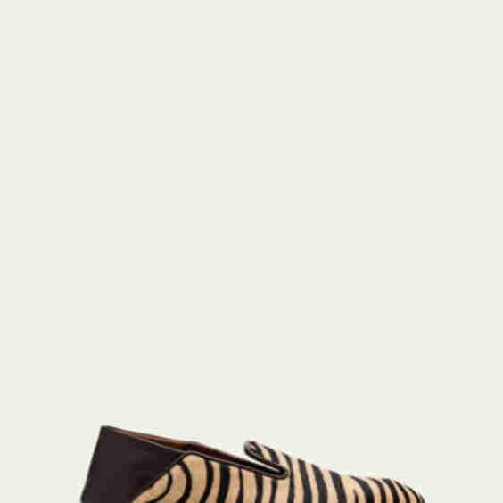 Animal-Print Calf Hair Slipper Loafers