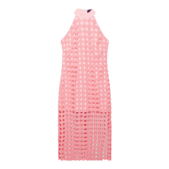 Pink Disc Fringed Midi Dress