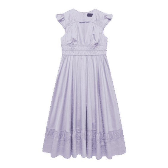 Lilac Gathered Bodice Midi Dress