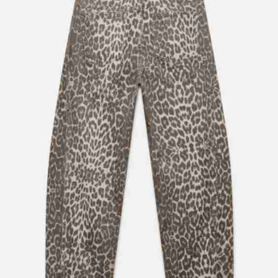 Leopard Print Barrel Jeans
