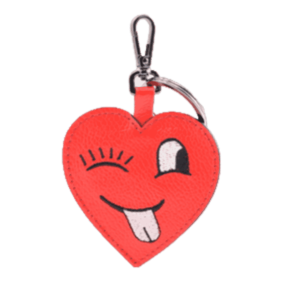 Hearty Smile Charm - Fiesta Red Leather Keychain