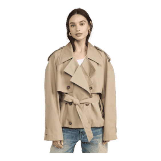 Oversized Cropped Trench Jacket