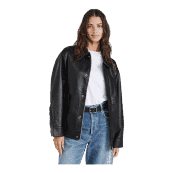Nash Oversized Leather Bomber Jacket