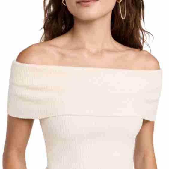 Popcorn Knit Off Shoulder Top