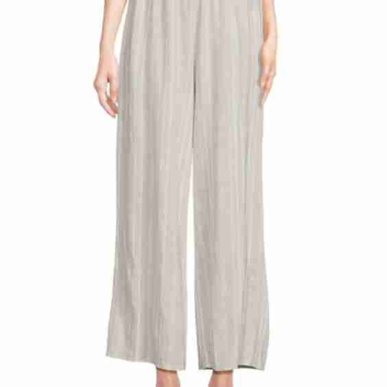 Striped Linen Blend Wide Leg Pants