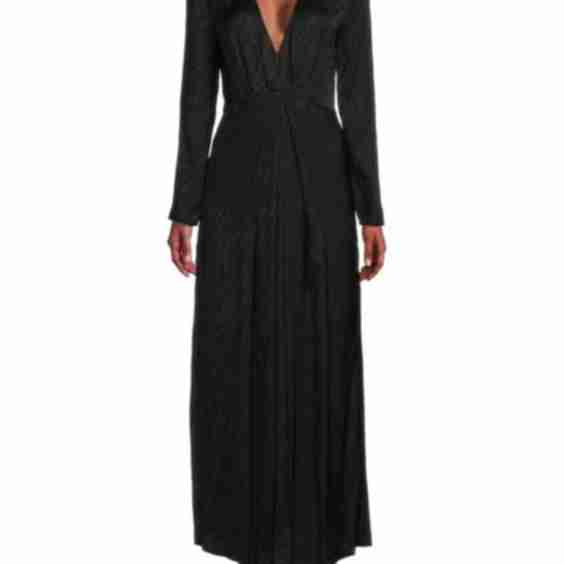 Dot Jacquard Empire Waist Maxi Dress