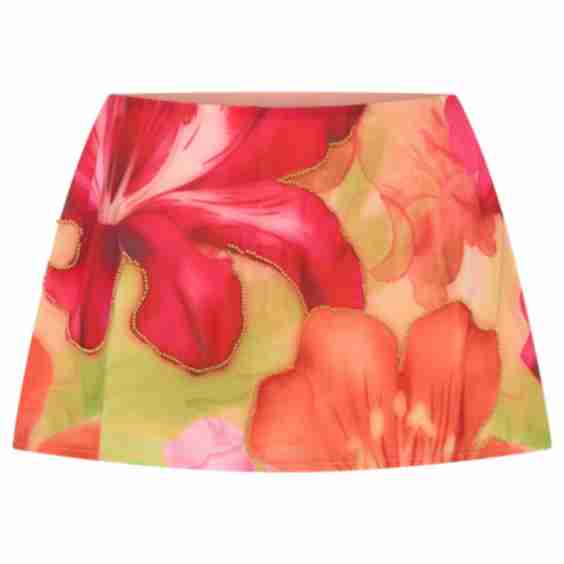 Nostalgic Dream Beaded Mini Skirt Tropical Bloom