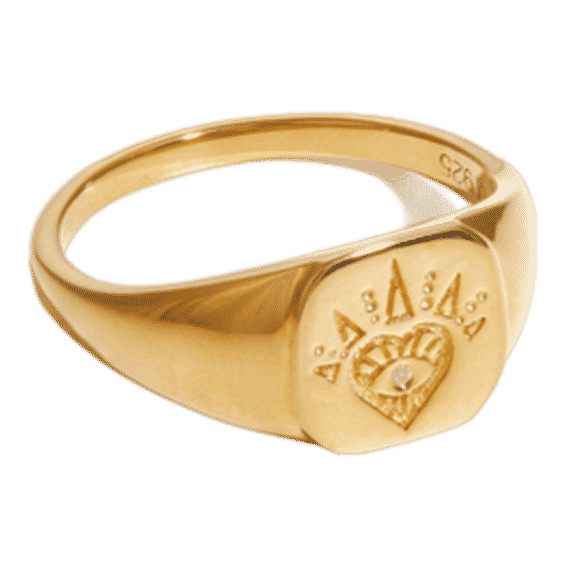Open Heart Signet Ring