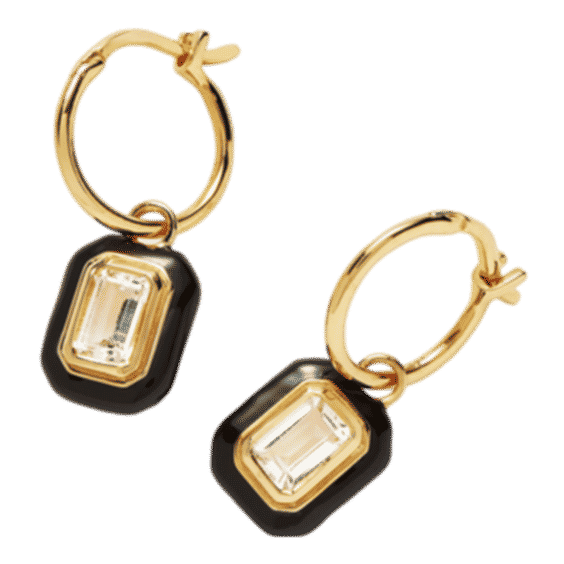 Enamel & Stone Charm Mini Hoop Earrings