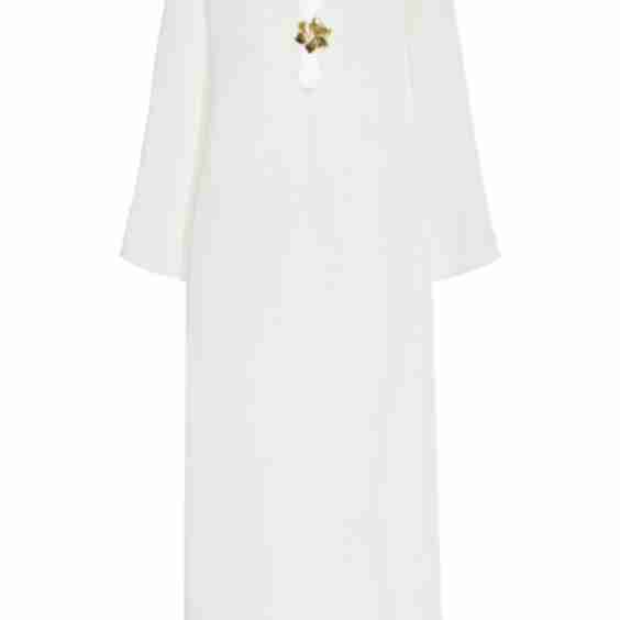 Hotline Brooch-Detailed Sheer Maxi Dress