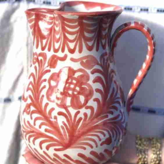 Casa Coral Medium Pitcher With Hand-painted Designs