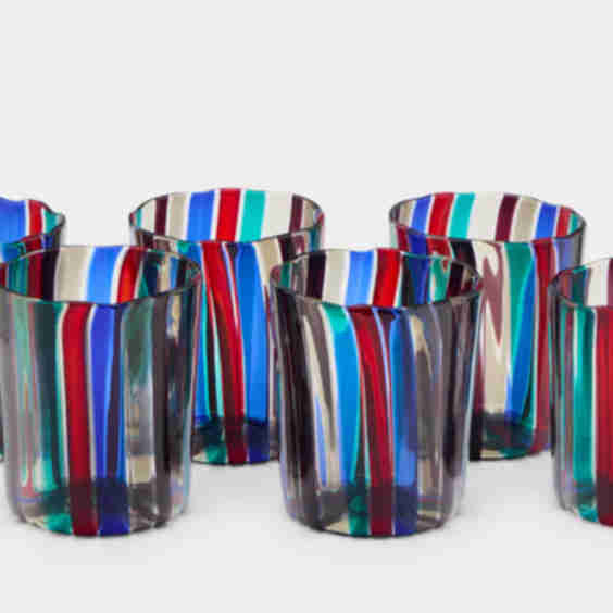 Gio Ponti Canne Hand-Blown Murano Glass Tumblers (Set of 6)