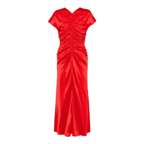 Aubree Ruched Silk Midi Dress