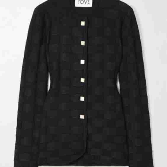 Uma Checked Jacquard Knit Cardigan
