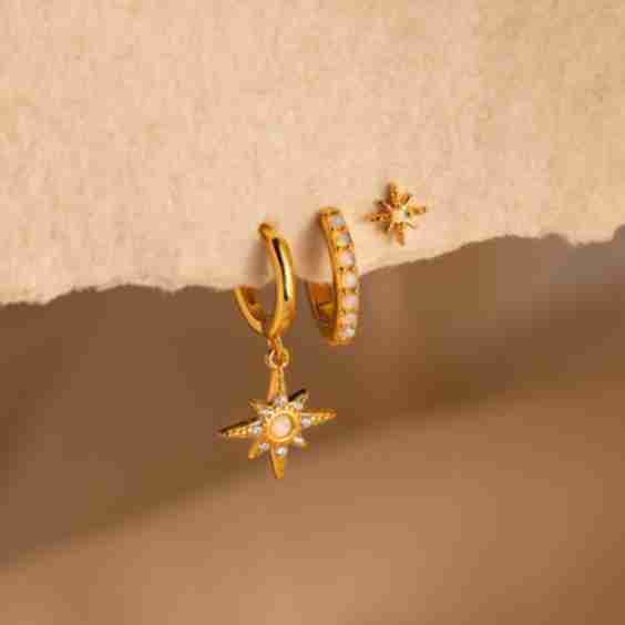 Opal Starburst Earrings Set