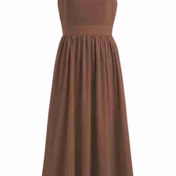 Solid Color Open Back Cotton Cami Dress in Brown