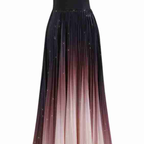 Shimmery Ombre Spliced Pleated Strapless Maxi Dress