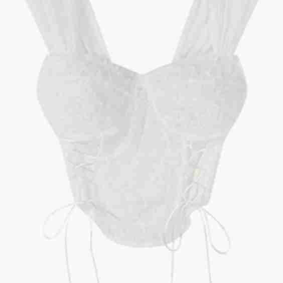 3D Flower Lace-Up Bustier Crop Top in White