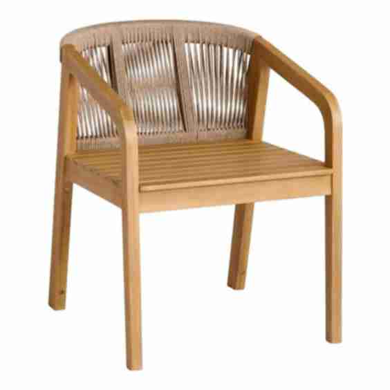 Honeybloom Haven Acacia Wood & Rope Patio Dining Chair