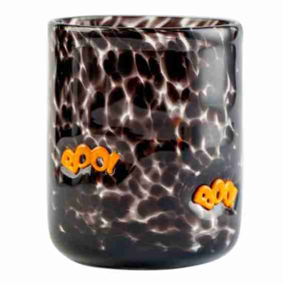 Black Confetti Boo Icon Glass