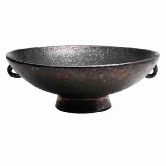 Bronze Ceramic Pedestal Bowl with Handles, 3.9x10.6 