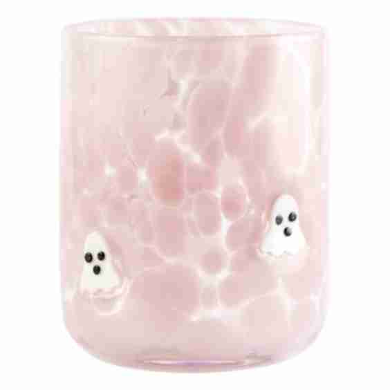 Pink Confetti White Ghost Icon Glass, 17.25oz