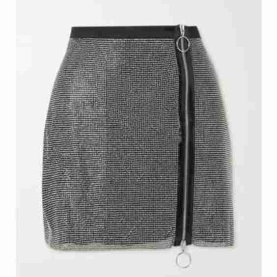 Crystal-Embellished Mesh Mini Skirt