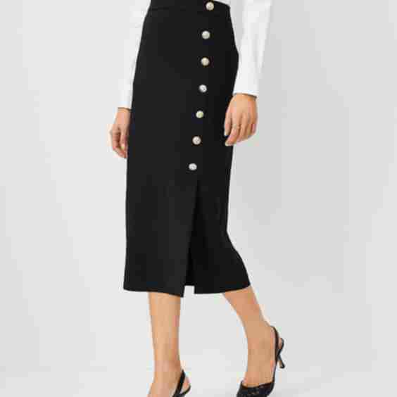 Button Wrap Pencil Skirt in Fluid Crepe