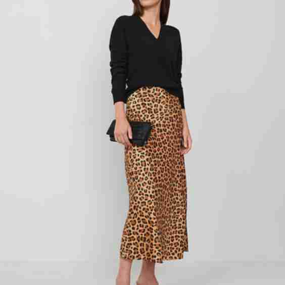 Animal Print Bias Slip Skirt