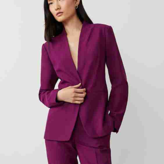 The Long Collarless Blazer in Bi-Stretch