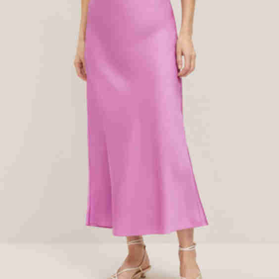 Satin Bias Midi Slip Skirt