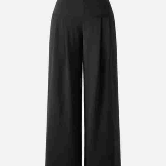 Drapey Bamboo Ponte Mid Rise Wide Leg Trouser With Pockets