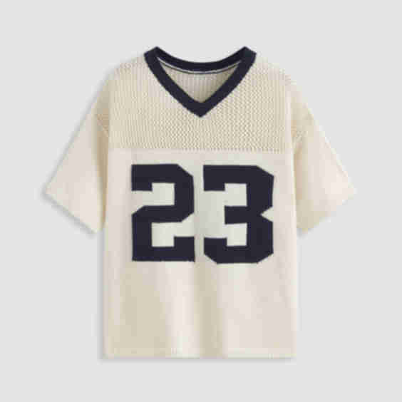 Knit V-Neck 23 Hollow Out Short Sleeve Top
