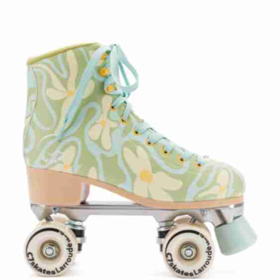 Larroudé x C7 Skates In Microfiber Tea Flower Power Print