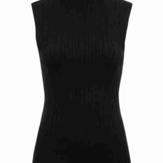 Ribbed Funnel Neck Top 