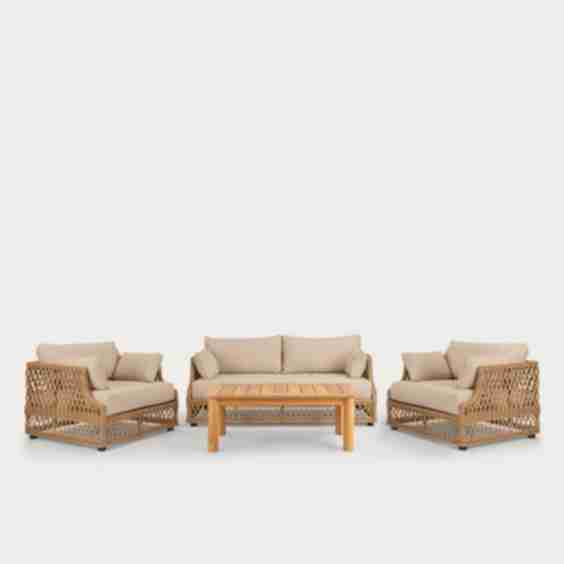 Longmeadow 4 Seater Wicker Garden Sofa Set With Coffee Table