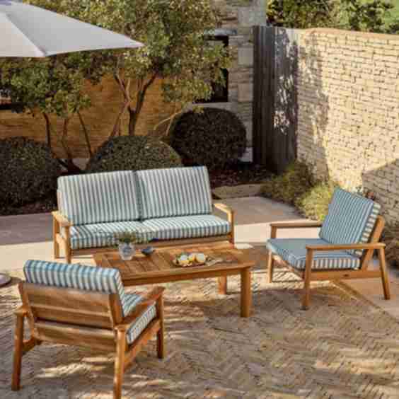 Kew 4 Seater Teak Garden Sofa Set with Coffee Table