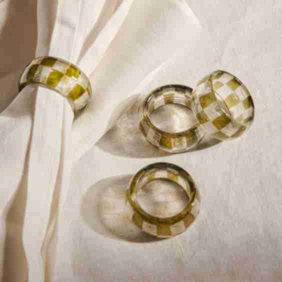 Carnaby Glass Check Napkin Rings Set Of 4