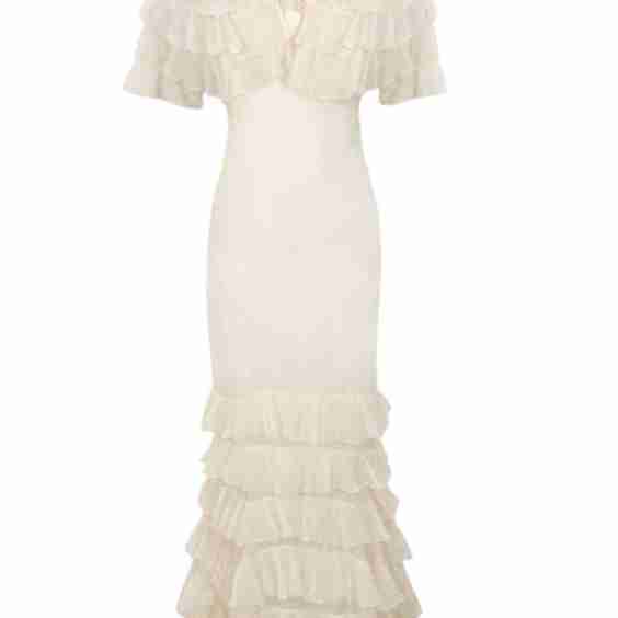 1930s Ivory Silk Midi Dress And Cape