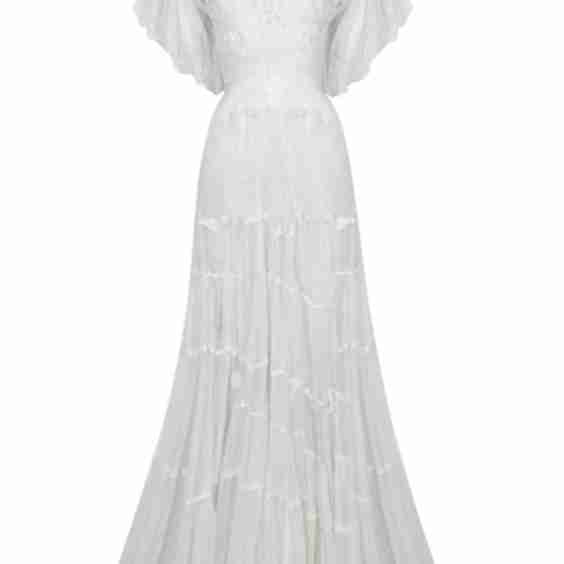 1940s Handmade Irish Lace White Gown