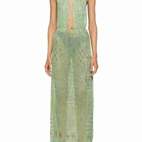 1920s Egyptian Jade Halter Neck Gown