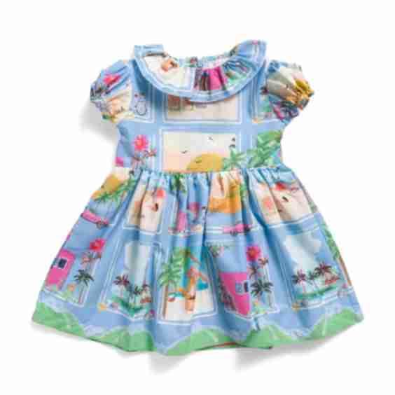 Made In Portugal Toddler Girls Floral Back Bow Dress