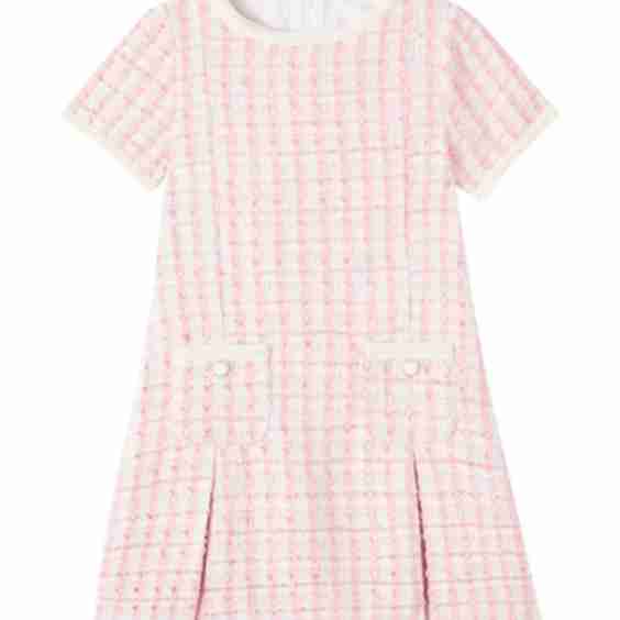 Pleated Tweed Dress