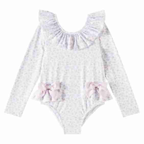 Bow-Trimmed Floral Swimsuit