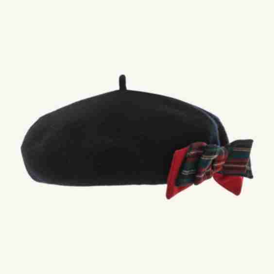 Girls Tartan Bow Beret Hat